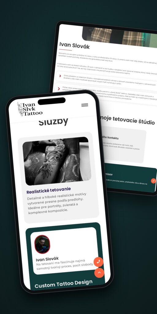 Ivan Slvk Tattoo – webstránka pre tetovacie štúdio a logo